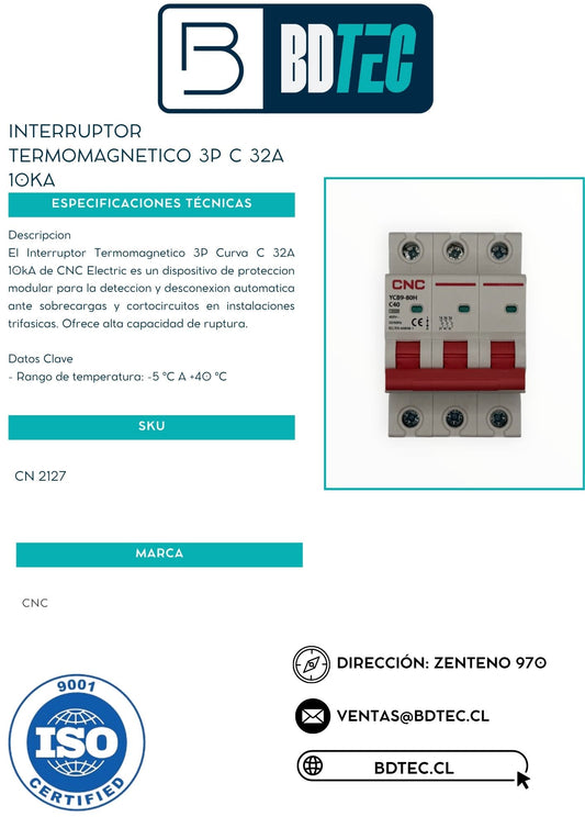 Interruptor termomagnetico 3p c 32a 10ka