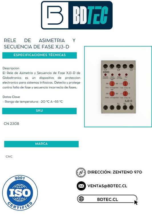 Rele de asimetria y secuencia de fase xj3-d