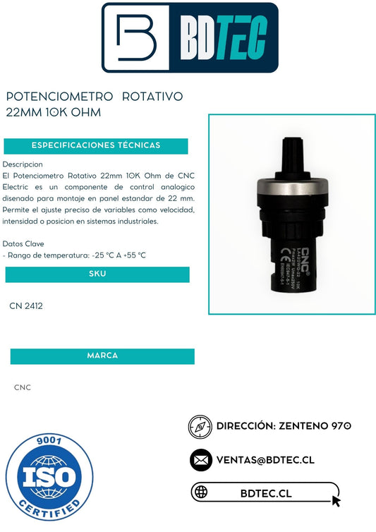 Potenciometro rotativo 22mm 10k ohm