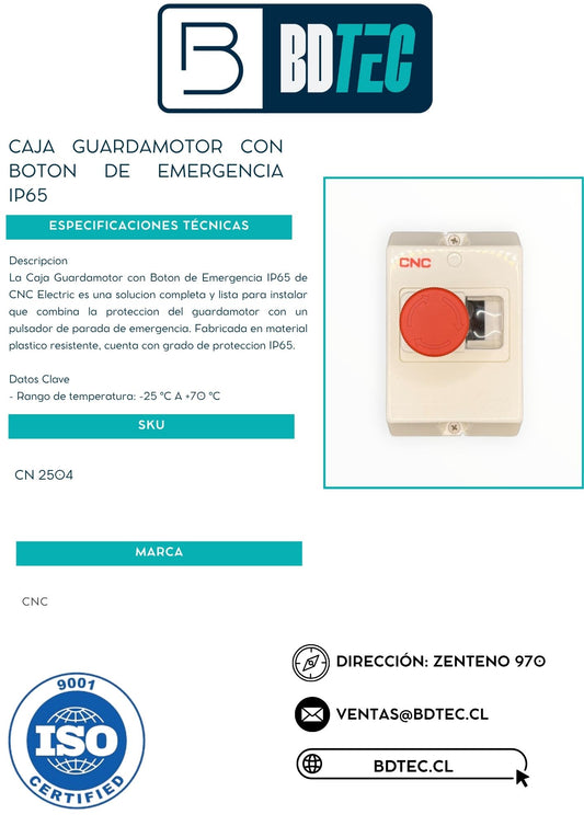 Caja guardamotor con boton de emergencia ip65