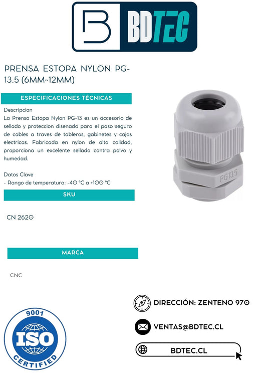 Prensa estopa nylon pg-13.5 (6mm~12mm)