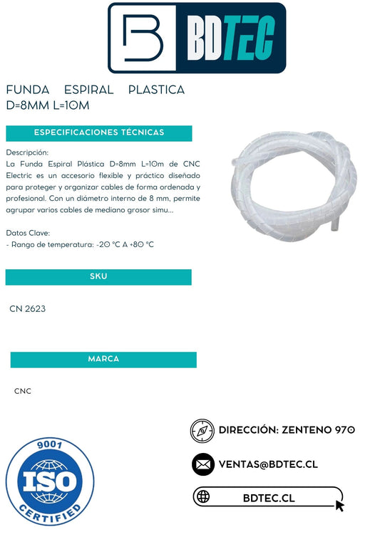 Funda espiral plastica d=8mm l=10m