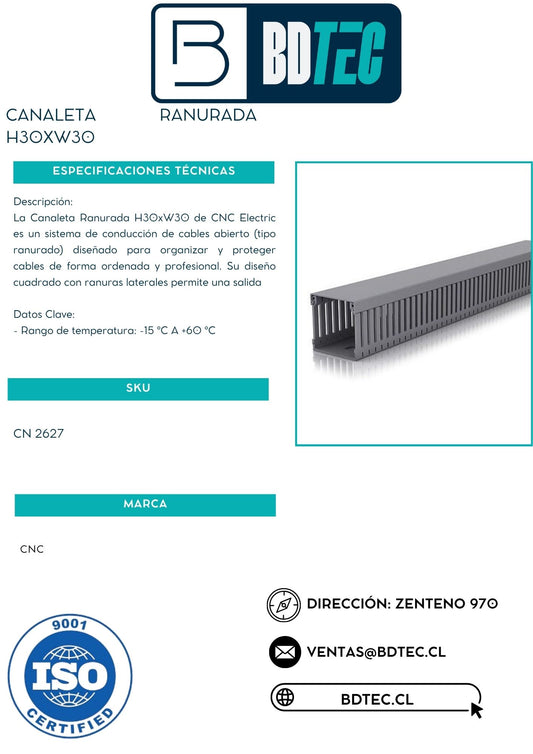 Canaleta ranurada h30xw30