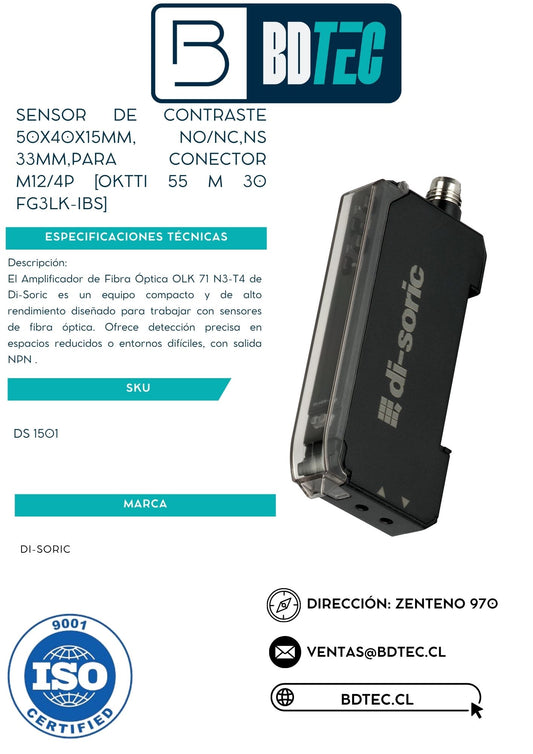 Amplificador de fibra óptica, NPN, para conector M8 4 pines DI-SORIC OLK 71 N3-T4 - vista 2