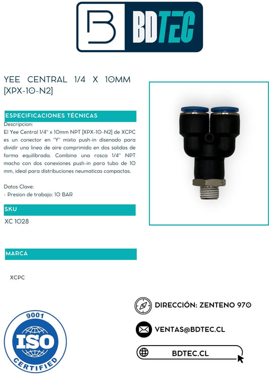 Yee neumática central 1/4 x 10 mm XCPC XPX-10-N2 - vista 2