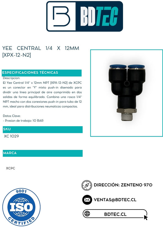 Yee neumática central 1/4 x 12 mm XCPC XPX-12-N2 - vista 2