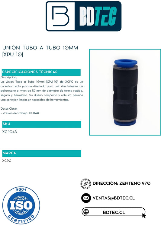 Unión neumática tubo a tubo 10 mm ZT XPU-10 - vista 2