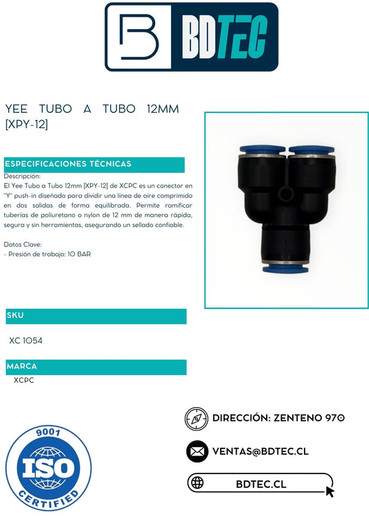 Yee neumática tubo a tubo 12 mm XCPC XPY-12 - vista 2