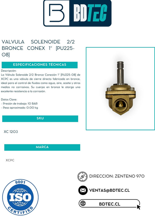 Válvula solenoide 2/2 bronce conexión 1" XCPC PU225-08 - vista 2