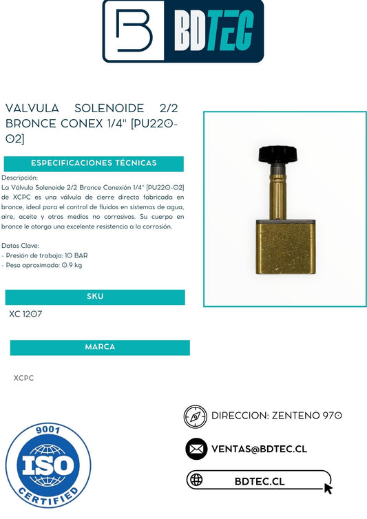 Válvula solenoide 2/2 bronce conexión 1/4" ZT PU220-02 - vista 2