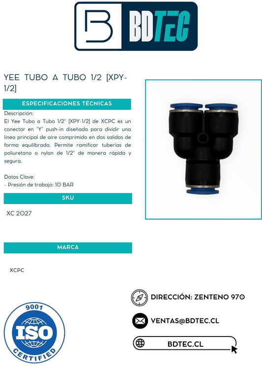 Yee neumática tubo a tubo 1/2 XCPC XPY-1/2 - vista 2