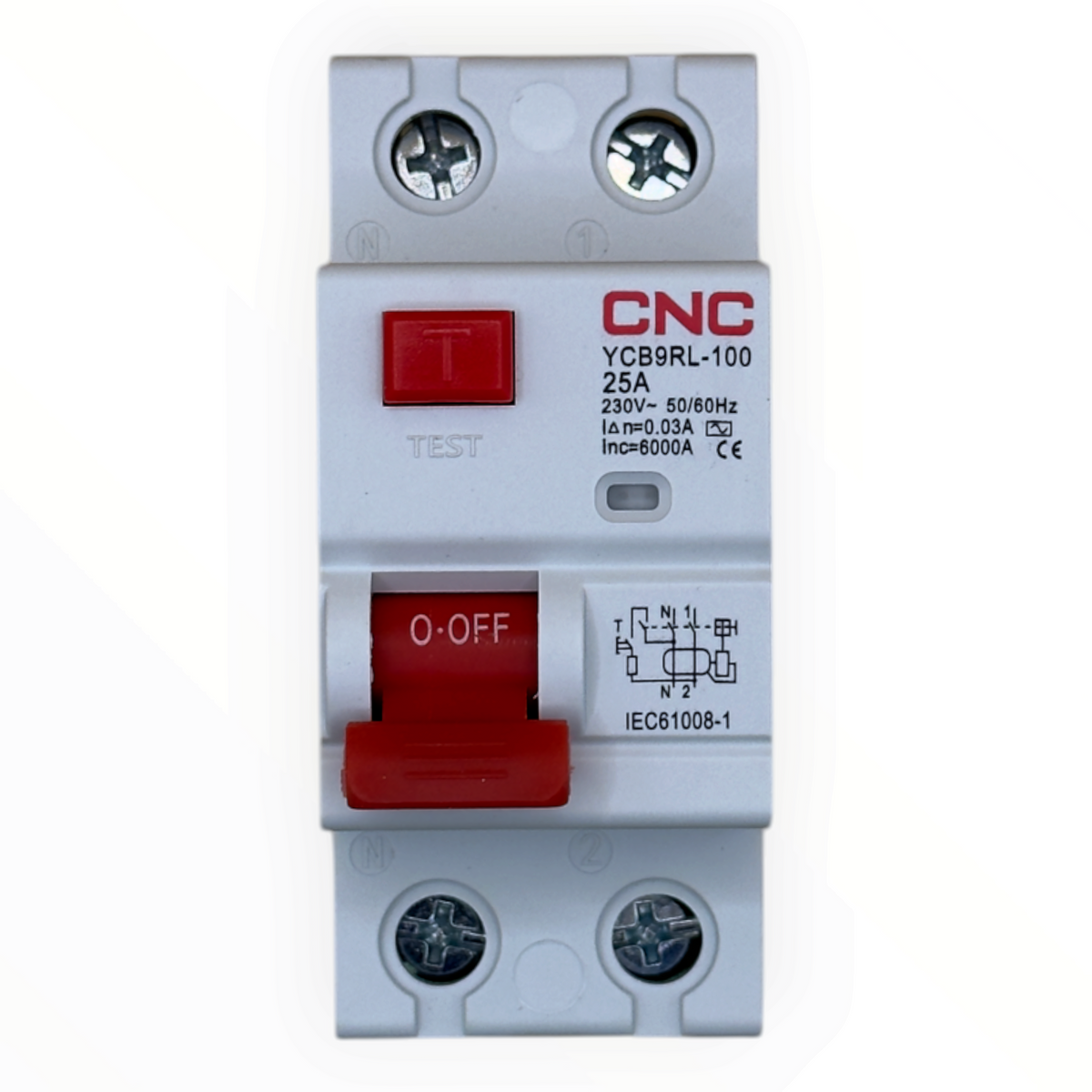 Interruptor diferencial 2P 25A 30mA clase AC 6kA CNC YCB9RL-100 2P 25A 30mA