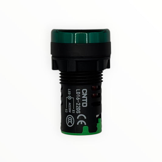 Luz led indicador 22mm verde 220vac [LD16-22 DS] - SKU: CN 1041 — Automatización Industrial Chile | BDTEC