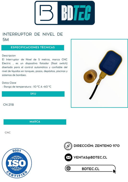 Interruptor de nivel de 5m