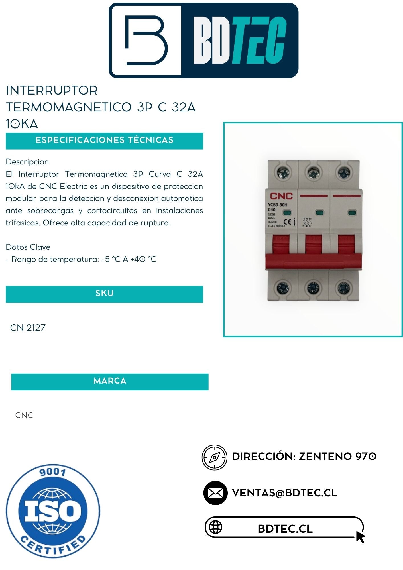 Interruptor termomagnetico 3p c 32a 10ka