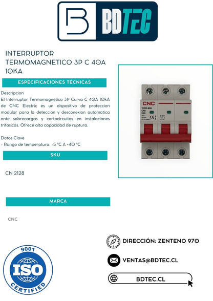 Interruptor termomagnetico 3p c 40a 10ka
