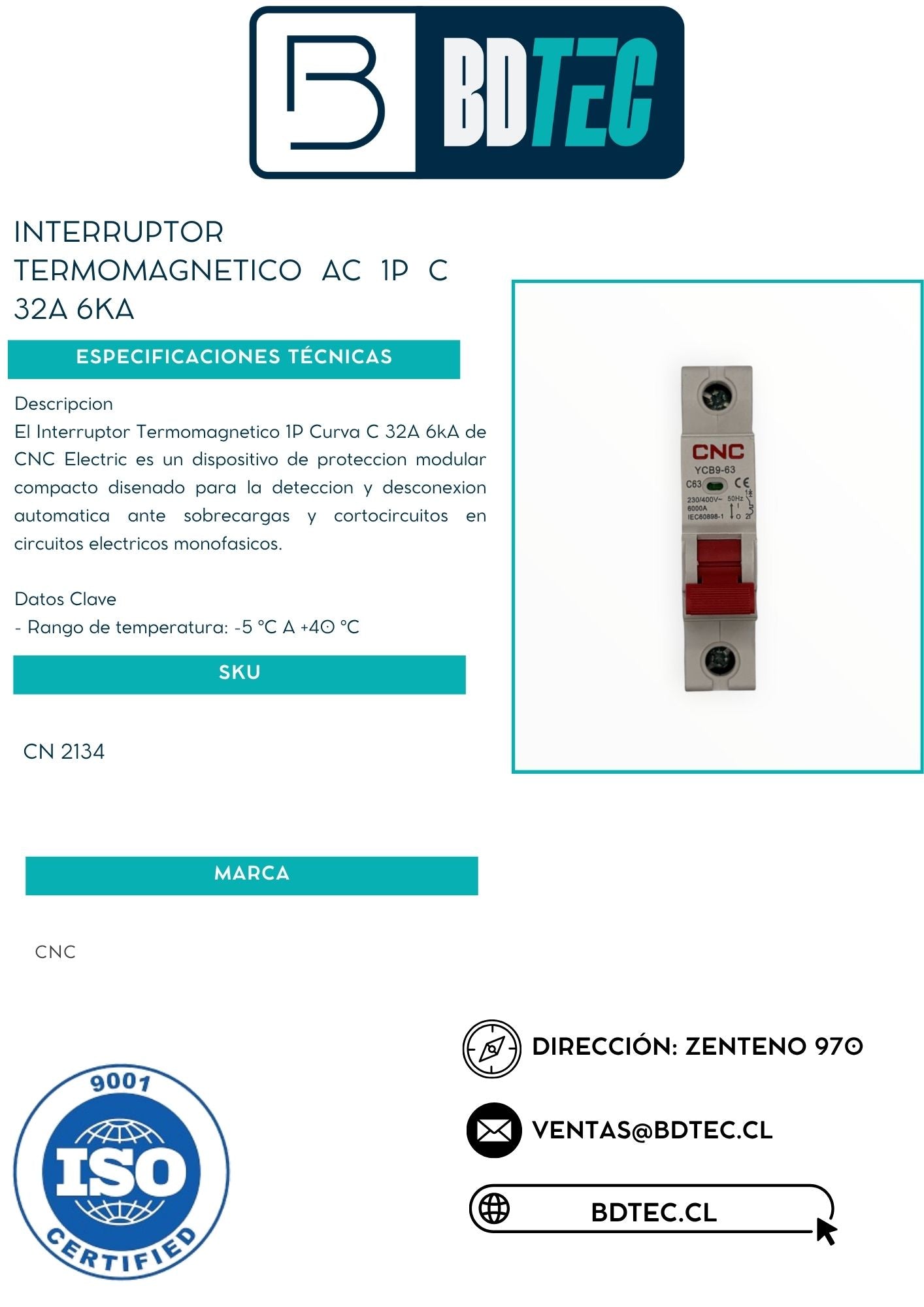 Interruptor termomagnetico ac 1p c 32a 6ka
