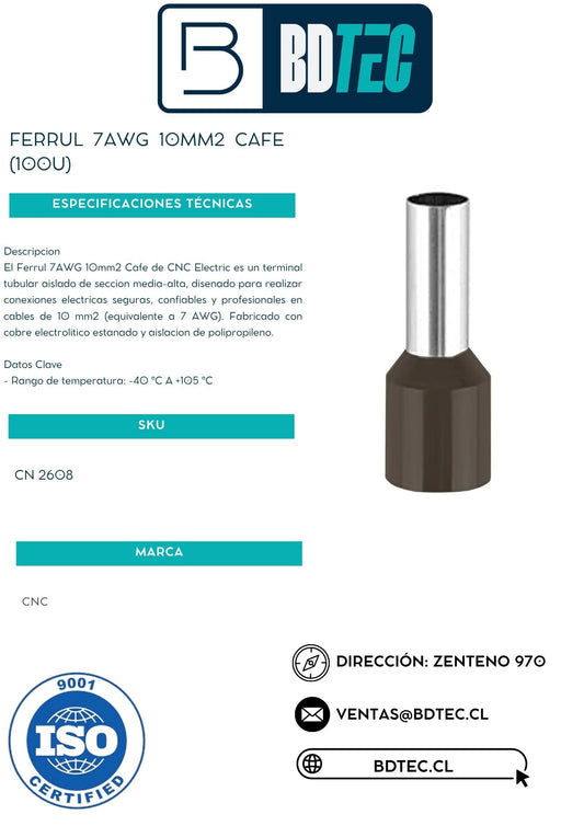 Ferrul 7awg 10mm2 cafe (100u)