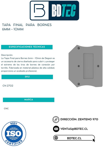 Tapa final bornes 6mm ~ 10mm degson