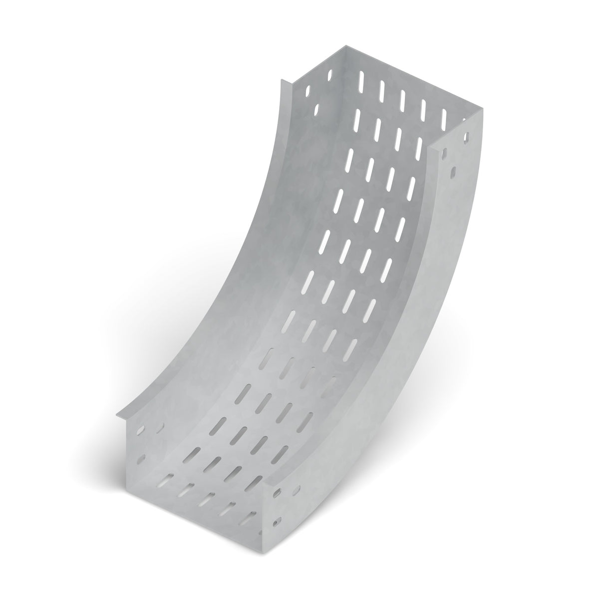 Curva vert. int. 90° bandeja ranurada 200x100mm galvanizada BDTEC