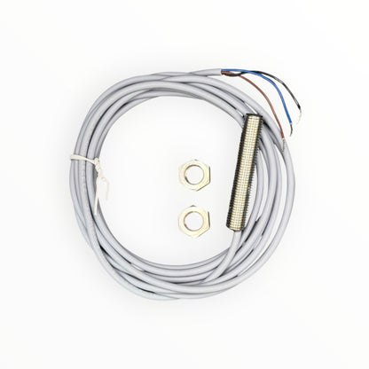 Sensor inductivo m8, npn, nc, rasante, sn 2mm, con cable [INS-M08-B02NO-2C]