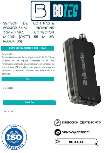 Amplificador de fibra óptica, PNP, para conector M8 4 pines