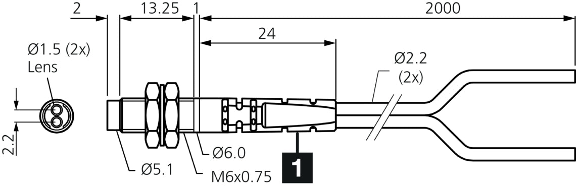 Fibra optica, m6 x 0,75 [KLT-M6-T2-1.5NB]
