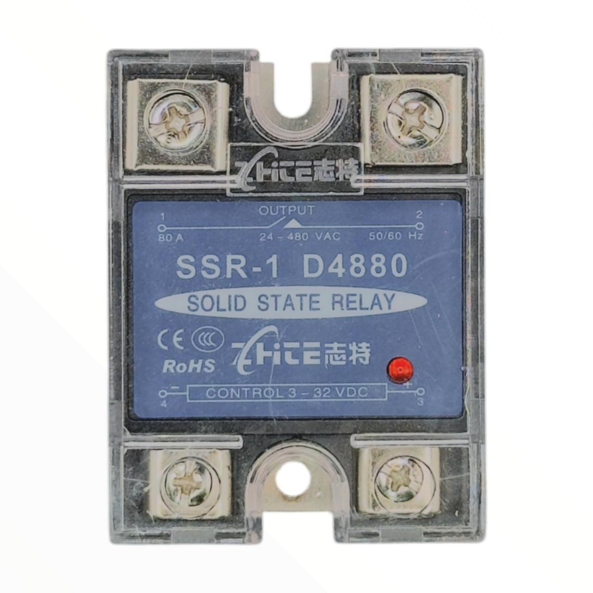 Relé de estado sólido monofásico 80 A, control 3-32 VDC, carga 24-480 VAC IBEST SSR-1 D4880 - vista 2