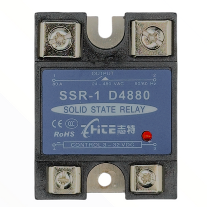 Relé de estado sólido monofásico 80 A, control 3-32 VDC, carga 24-480 VAC IBEST SSR-1 D4880