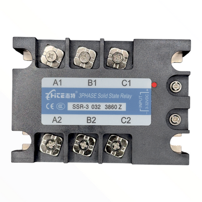 Relé de estado sólido trifásico 60 A, control 3-32 VDC, carga 380 VAC IBEST SSR-3 032 3860Z