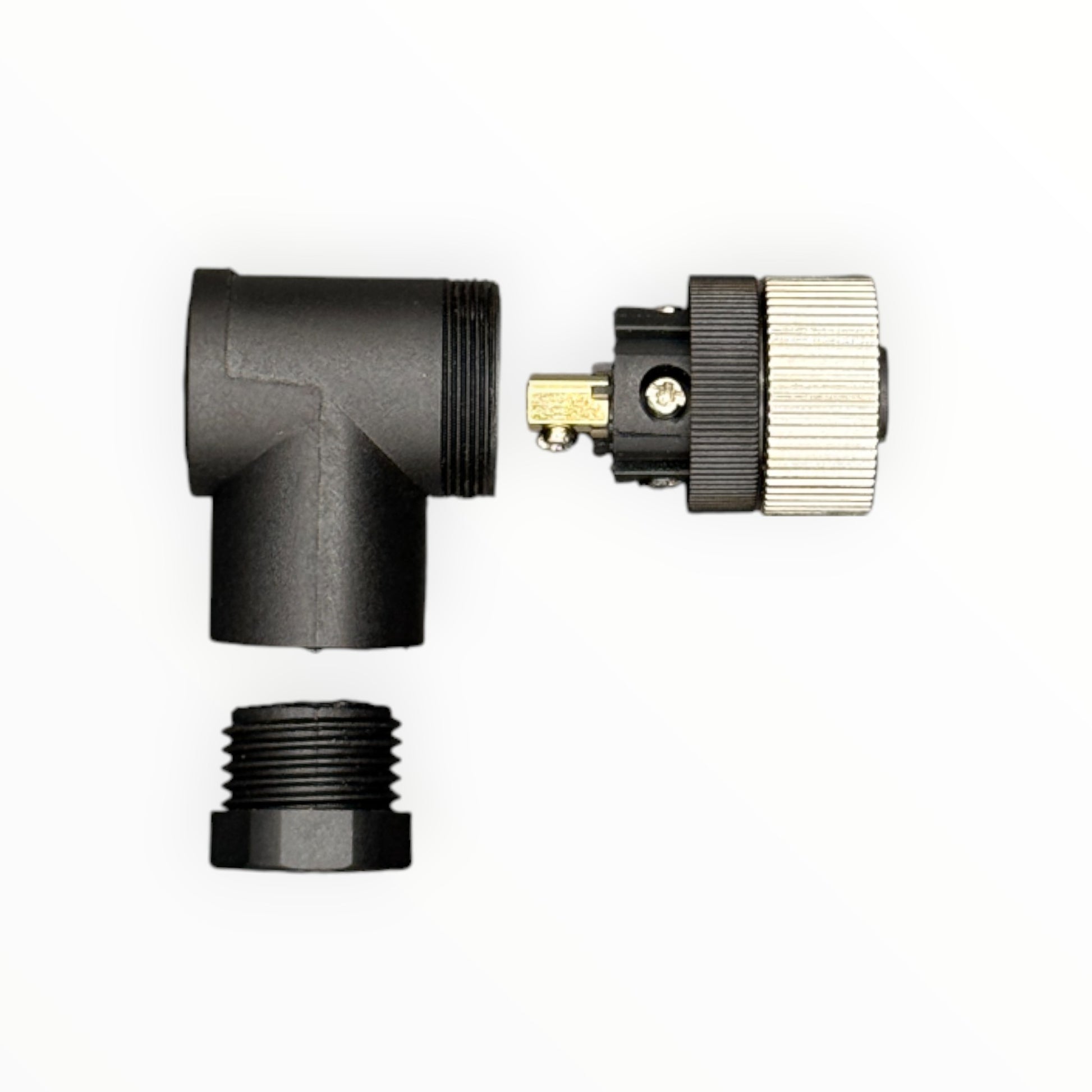 Conector armable m12, hembra, 90 grados, 5 pines [C12-L-F-5A-P] - SKU: IB 1024 — Automatización Industrial Chile | BDTEC