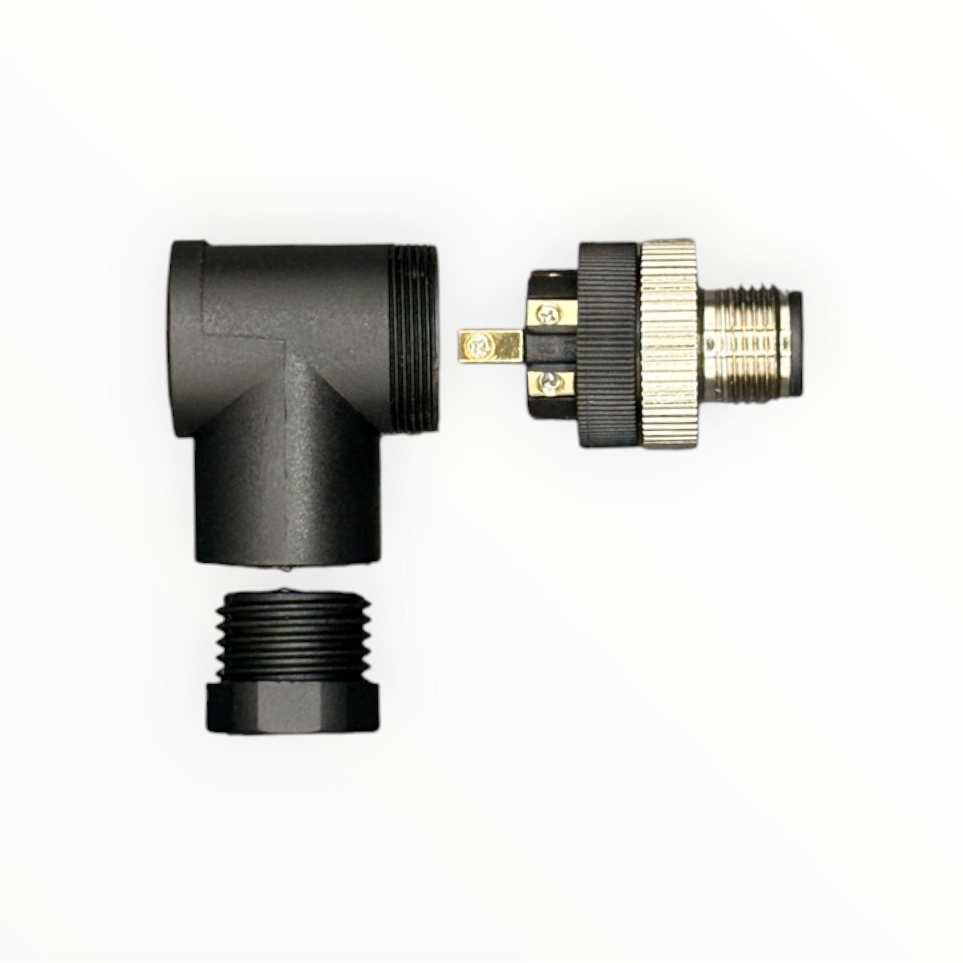 Conector armable m12, macho, 90 grados, 8 pines [C12-L-M-8A-P] - SKU: IB 1028 — Automatización Industrial Chile | BDTEC