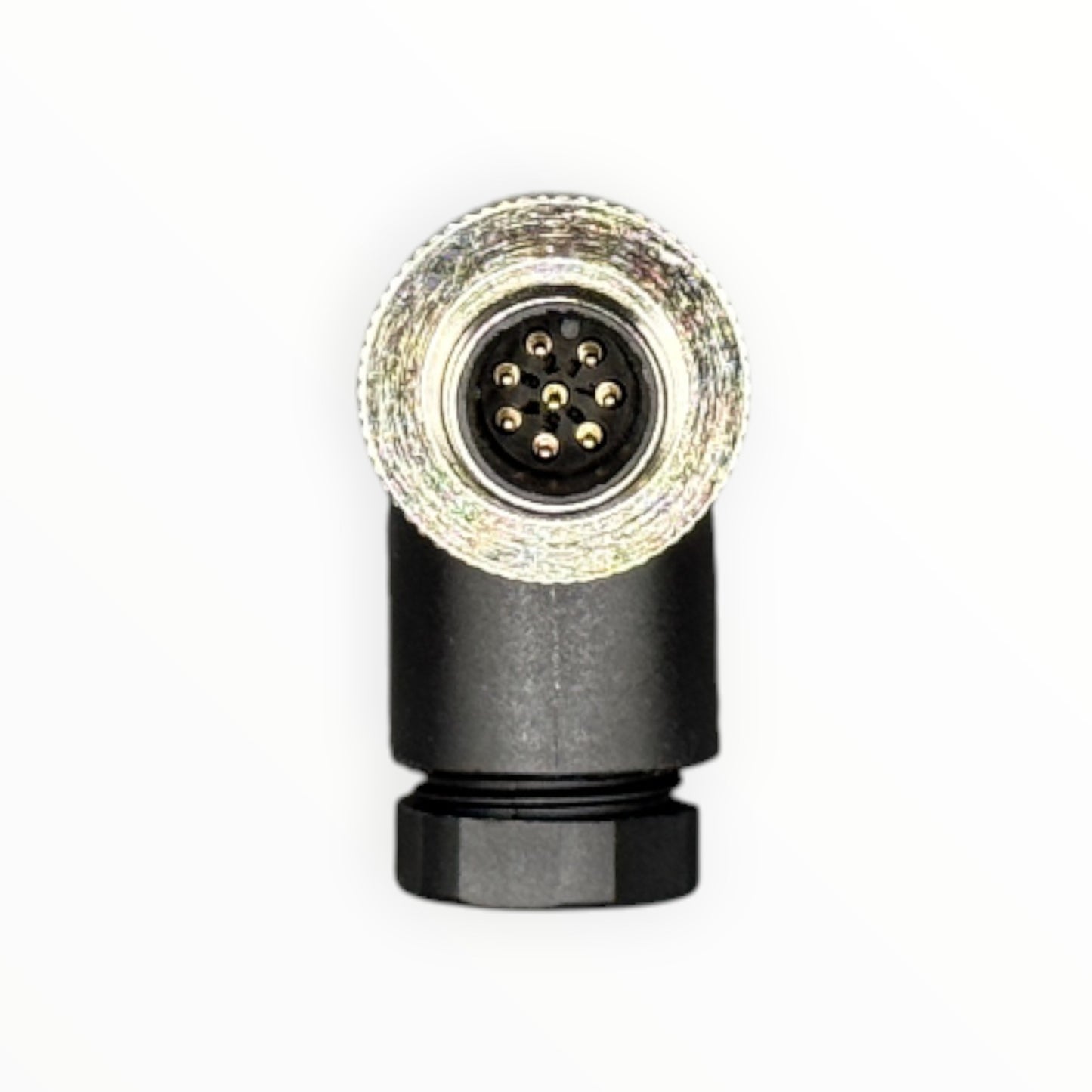 Conector armable m12, macho, 90 grados, 8 pines [C12-L-M-8A-P] - SKU: IB 1028 — Automatización Industrial Chile | BDTEC