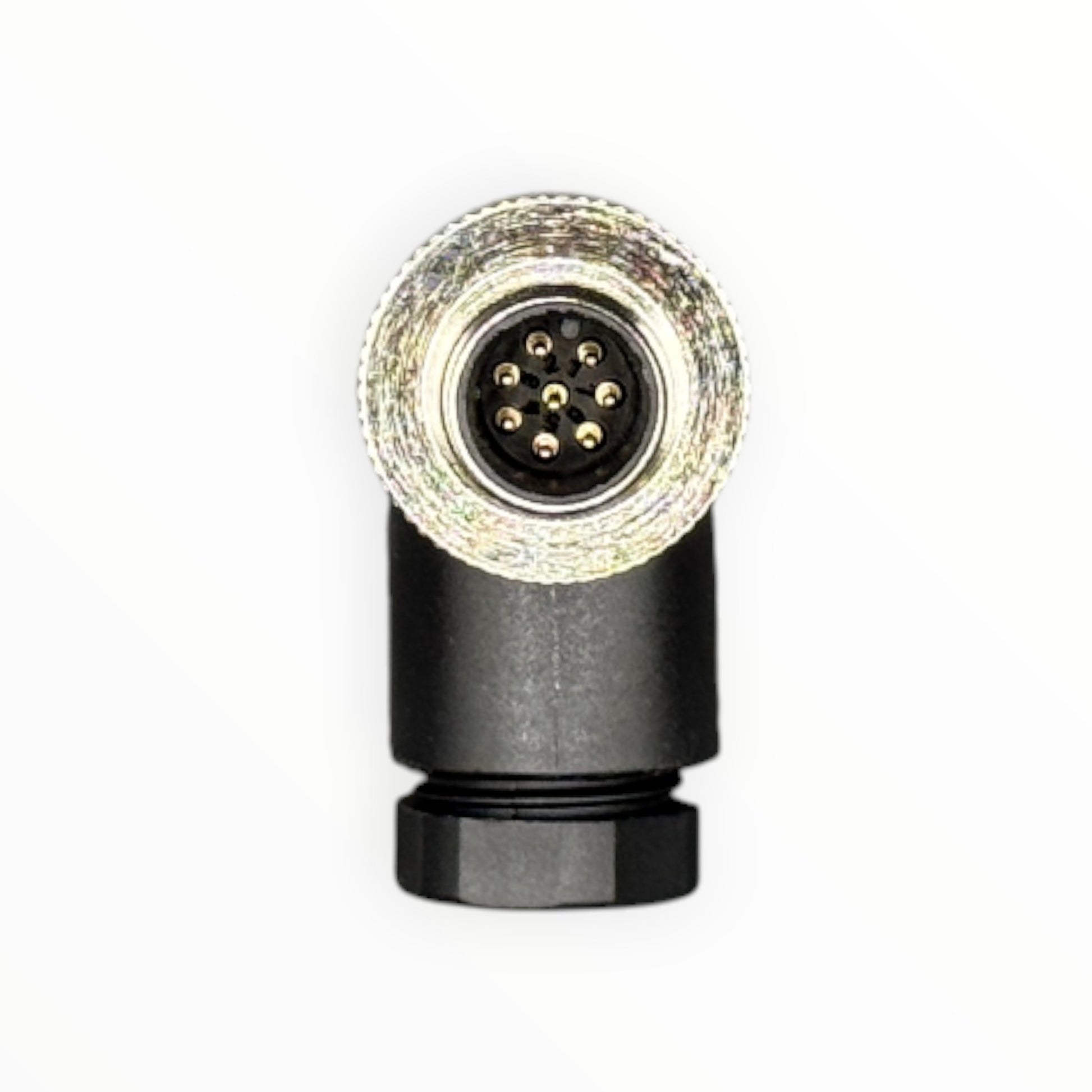 Conector armable m12, macho, 90 grados, 8 pines [C12-L-M-8A-P] - SKU: IB 1028 — Automatización Industrial Chile | BDTEC