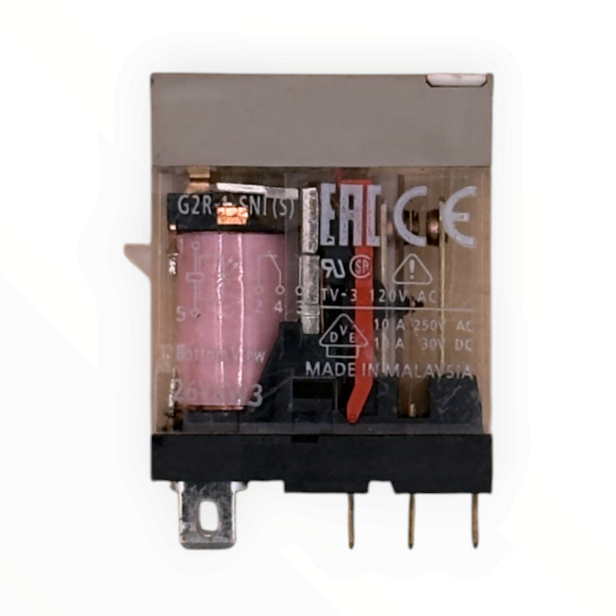 Relé de 1 polo, SPDT, bobina 230 VAC, 10 A, enchufable OMRON G2R-1-SNI(S) AC230
