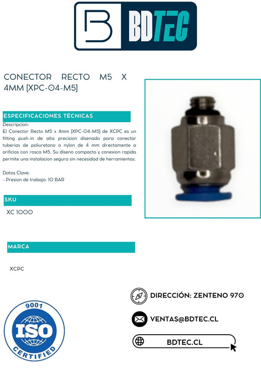 Conector recto m5 x 4mm [XPC-04-M5]