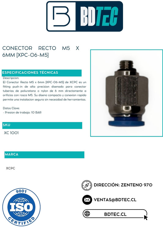 Conector recto m5 x 6mm [XPC-06-M5]