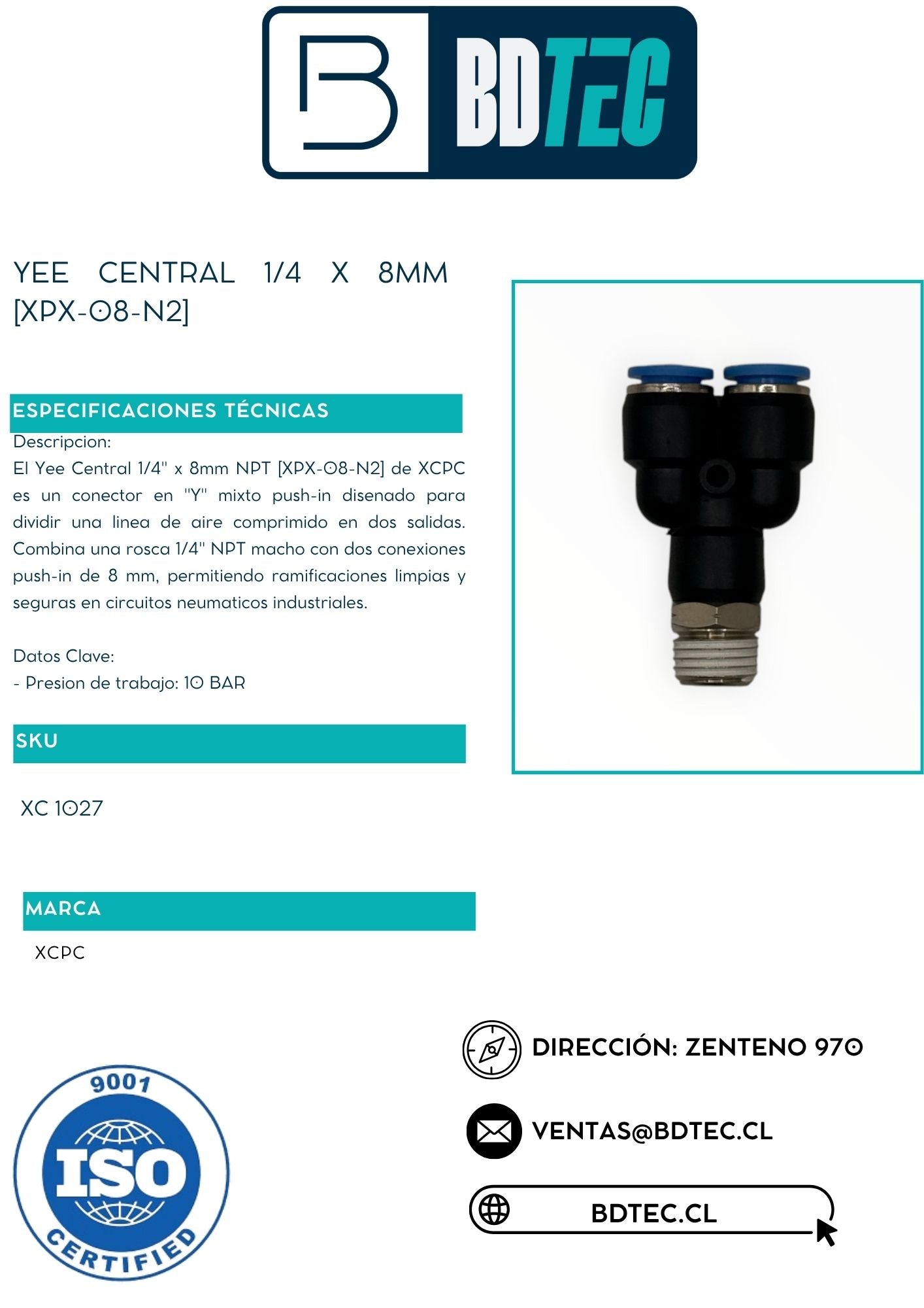 Yee central 1/4 x 8mm [XPX-08-N2]