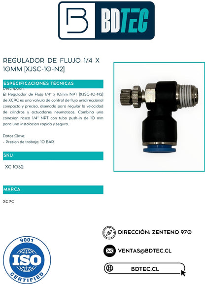 Regulador de flujo 1/4 x 10mm [XJSC-10-N2]