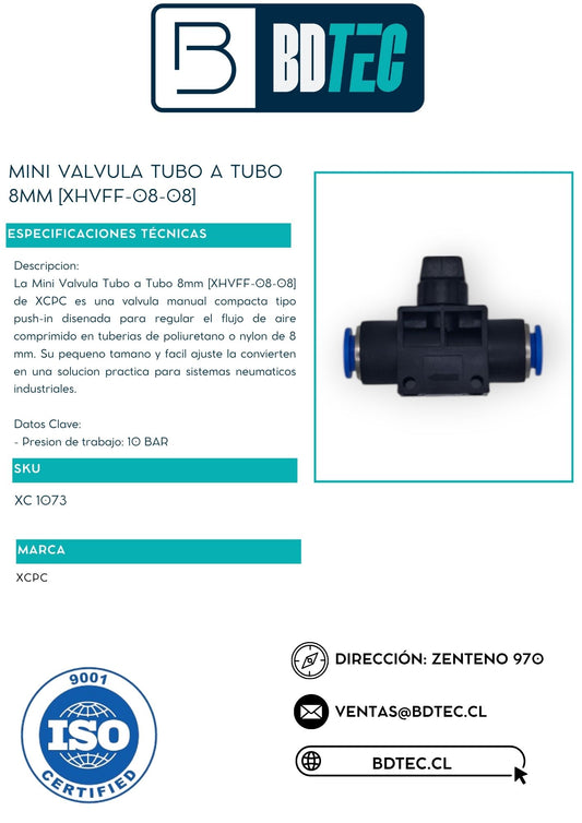 Mini valvula tubo a tubo 8mm [XHVFF-08-08]