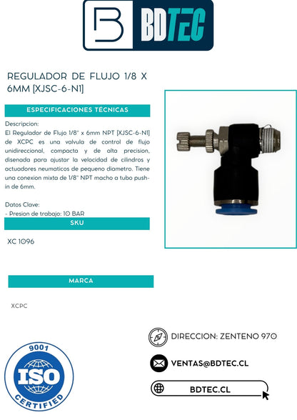 Regulador de flujo 1/8 x 6mm [XJSC-6-N1]