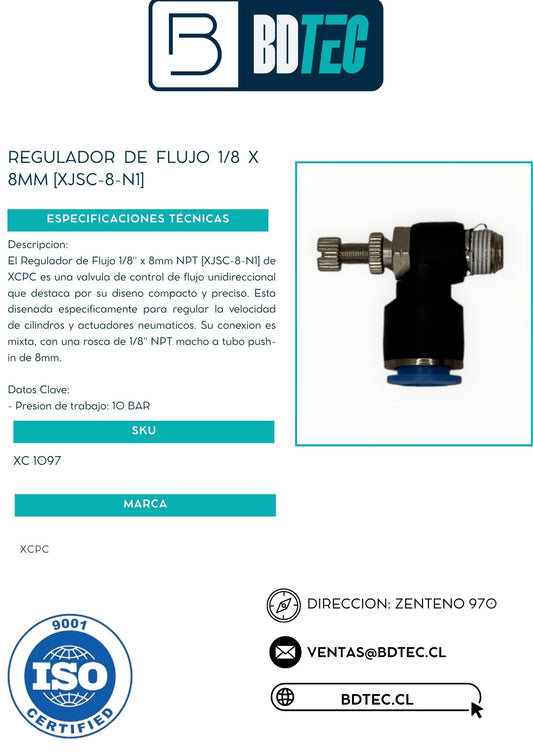Regulador de flujo 1/8 x 8mm [XJSC-8-N1]