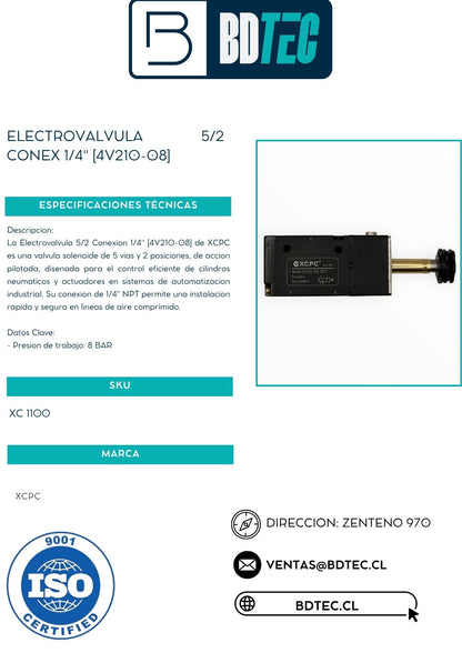 Electroválvula 5/2 conexión 1/4"