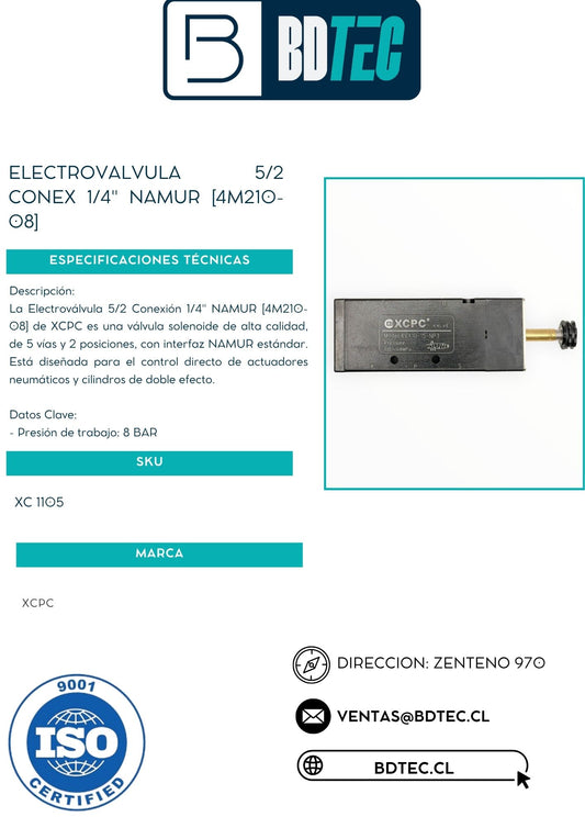 Electrovalvula 5/2 conex 1/4" namur [4M210-08]