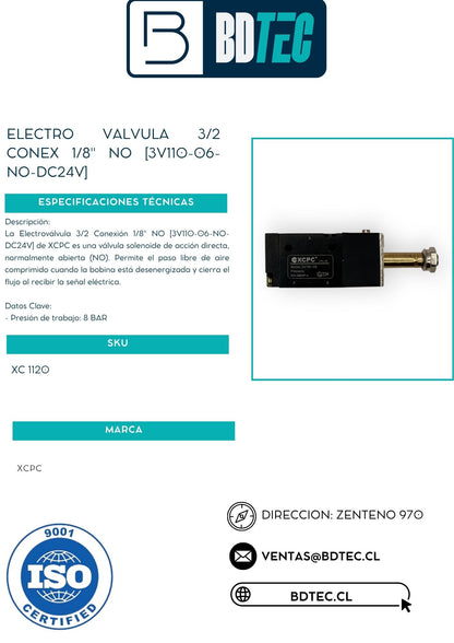 Electroválvula 3/2 conexión 1/8" NO