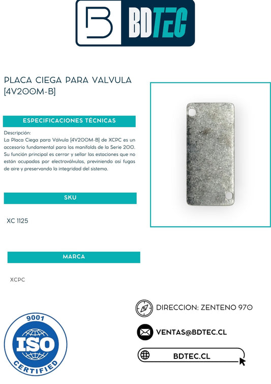 Placa ciega para valvula [4V200M-B]