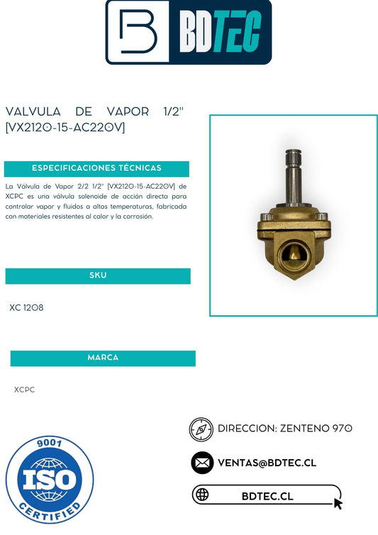 Valvula de vapor 1/2" [VX2120-15-AC220V]