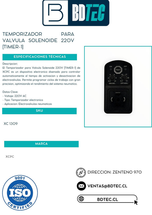 Temporizador para valvula solenoide 220v [TIMER-1]