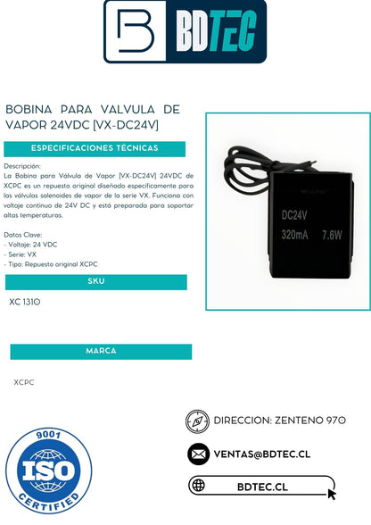 Bobina para valvula de vapor 24vdc [VX-DC24V]