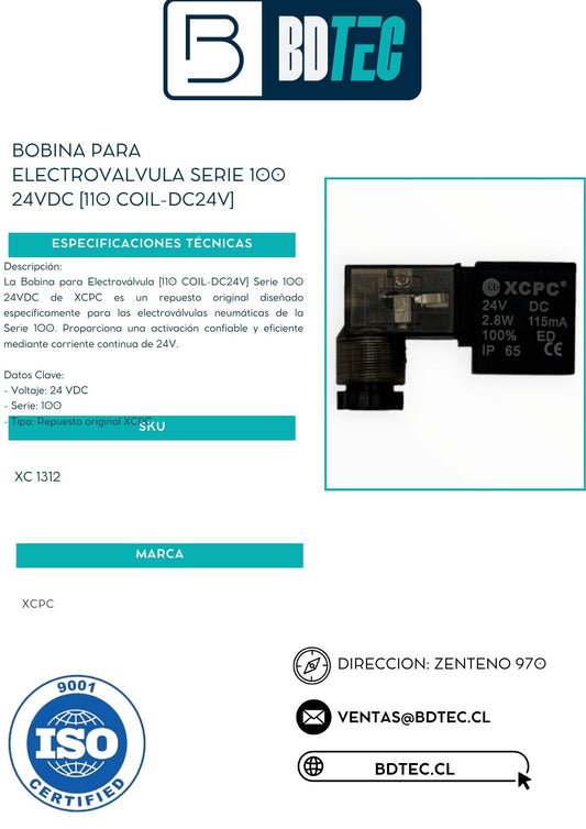 Bobina para electrovalvula serie 100 24vdc [110 COIL-DC24V]